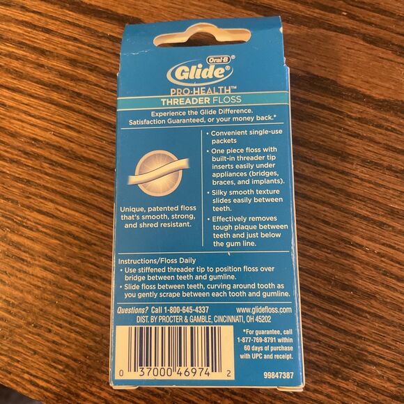Oral-B GLIDE Pro-Health THREADER FLOSS 30 single use packets ORIGINAL nib - Picture 2 of 2